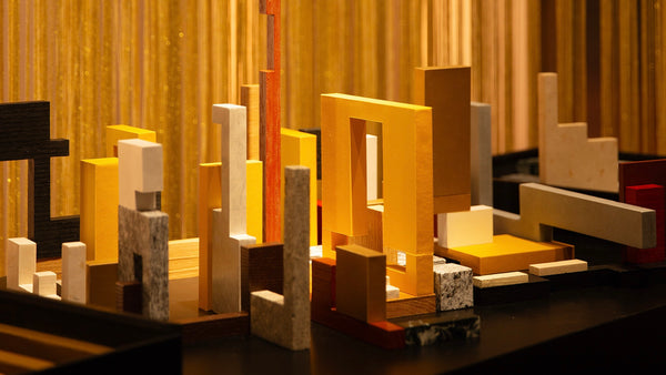 Artwork by UROŠ MIHIĆ: FORME DI DIALOGO - "A tabletop game made of marble, wood and paper, celebrating dialogue as a collective act of creation."